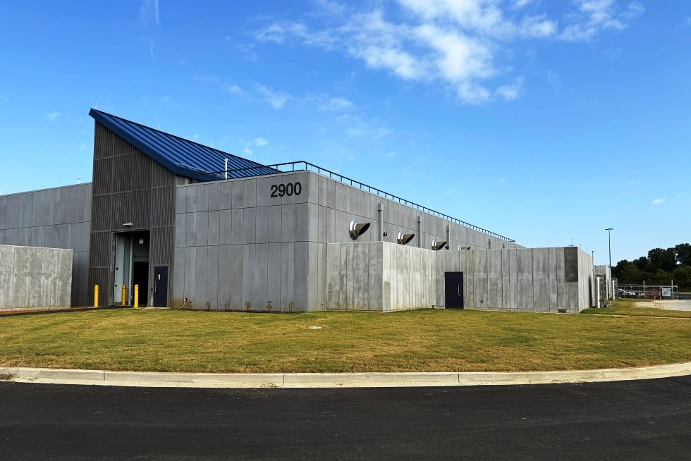 Hardened exterior of building includes architectural details.